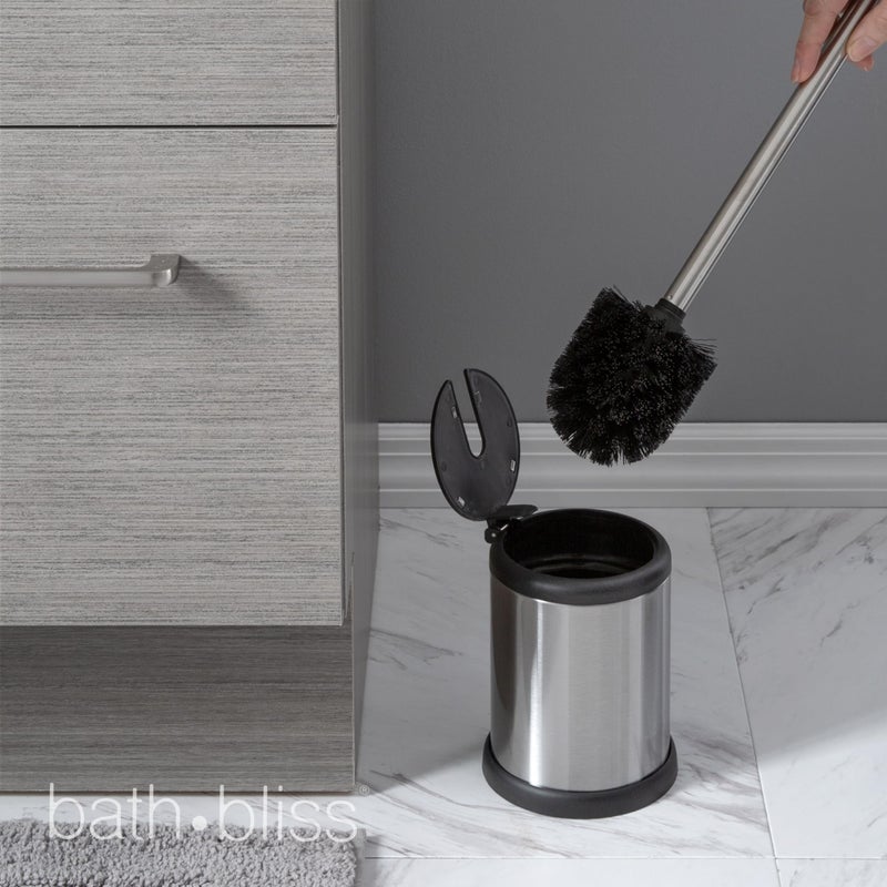 Bath Bliss Toilet Brush and Holder | Self Closing Lid | 360 Degree Brush Head | Bathroom Cleaning | Compact Size | Storage and Organization | Stainless Steel - Image 4